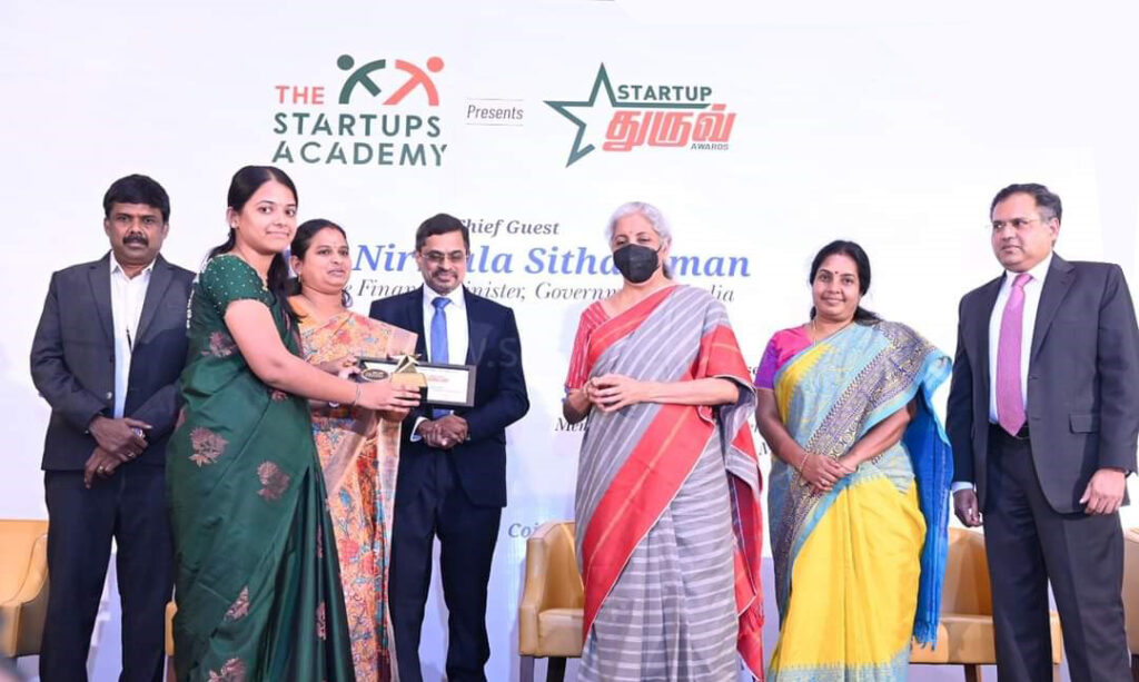 Received the Emerging Startup award from Hon. Finance Minister, Smt. Nirmala Sitharaman.